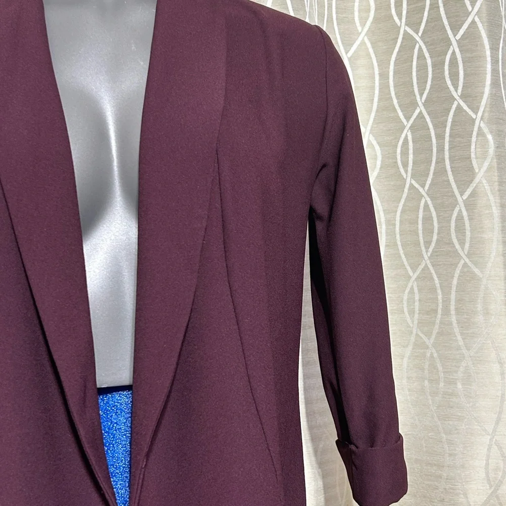 Women's Maroon Dynamite  Blazer 3/4 Sleeves Size Xs - S - Picture 7 of 8